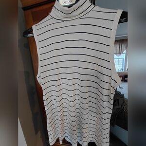 Worthington Black and White Striped Tank Top